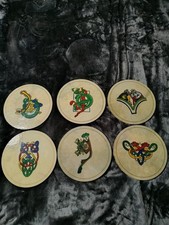 Vintage Connemara Bodhrans Set of 6 Round Celtic Trivets. Rare picture