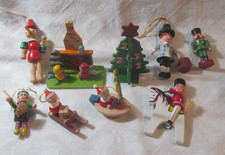Lof of 9~Charming Vintage Lg Wooden Christmas Ornaments~Santa~Tree~Nutcracker picture