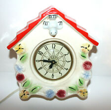 VTG LANSHIRE Dove Bird House Floral Ceramic Electric Clock Type XL7 *Non Working picture