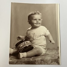 Vintage Studio Photograph Adorable Little Boy Disney 1930s  Mickey Mouse Drum picture