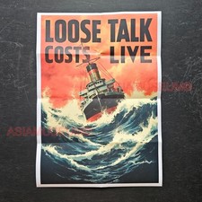 1941 WW2 USA AMERICA CARELESS LOOSE TALK COST LIVES SHIPS PROPAGANDA POSTER L794 picture