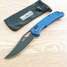 SRM Knives 9201 Ambi Lock Folding Knife 3.5 8Cr13MoV Steel Blade Blue FRN Handle picture