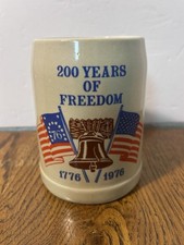 Vtg 1976 Ceramarte Beer Stein Mug 200 Years of Freedom Liberty Bell Bicentennial picture