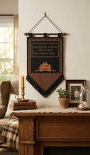 Vintage Embroidered Wall Hanging May This Be A House Love Tapestry Banner Decor picture