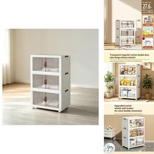Yzptkxq 3 Pack 378.6QT Foldable Storage Bins Magnetic Doors Lockable Wheels picture