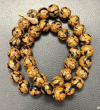 Vintage Venetian African Chevron Multi Color Glass18.5mm Beads Strand picture