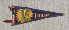 Vintage 1950’s Idaho Souvenir Felt Pennant 16” Native American Chief 50s Flag picture
