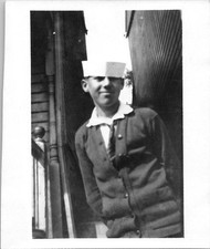 Steelton PA Goofy Boy Wearing Paper Hat Slavic Name Snapshot 1924 Antique Photo picture
