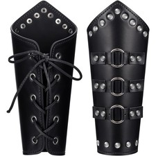 Styquenzer 2 Pcs Leather Arm Guards Adults Buckle Leather Bracers Adjustable picture