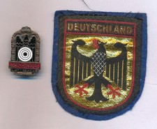 Vtg 1960s Germany Felt Souvenir Patch & DSB Luftgewehr Bronze Pin ST&L Lot picture