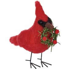 Primitives by Kathy Felt Red Cardinal Bird Wreath Critter Holiday Christmas Mice picture