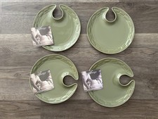 Lot of 4 Longaberger Woven Traditions Sage Green Wine & Dine Cocktail Plates 8.5 picture