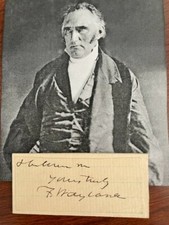 FRANCIS WAYLAND SIGNED SLIP, BAPTIST MINISTER, BROWN UNIVERSITY, SLAVERY picture