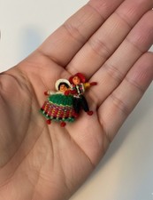Peruvian Worry Doll Pin Tiny Handmade Peru Couple Brooch picture