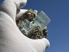 202g ETCHED AQUAMARINE CRYSTAL CLUSTER WITH MUSCOVITE FROM SKARDU PAKISTAN picture