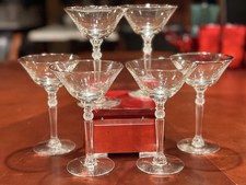 6 Vtg Riekes Crisa Acapulco Martini Cocktail Glasses Beaded Knob Stem MCM Ex Con picture