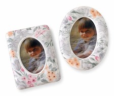 Pair of Vintage R.O.C. Small Floral Ceramic Photo Frames, Cottagecore Frames 4x3 picture