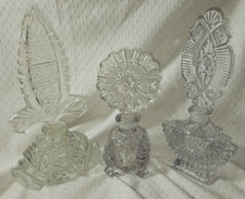 Vintage Paulux & other Glass Crystal Perfume Bottles w Stoppers lot of 3 picture