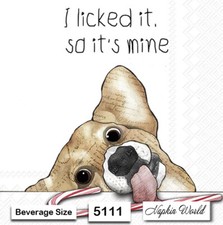 (5111) TWO Paper BEVERAGE / COCKTAIL Decoupage Art Craft Napkins - CHRISTMAS DOG picture