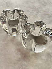 (2) Daum France Clear Crystal Flower Candle Holders Signed picture