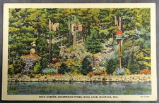 Wisconsin Waupaca Rock Garden Whispering Pines Postcard 1934 picture