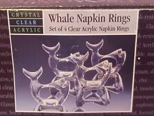 Crystal Clear Napkin Rings Acrylic Whale Set Of 4 Original Box 30 Years Old New picture