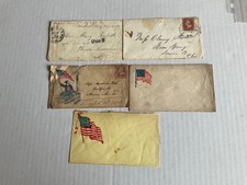 CIVIL WAR LOT 5 COVERS MARION VA POSTAGE DUE PATRIOTIC US FLAGS & MO. POSTMARKED picture