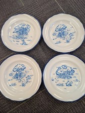 VTG Disney Winnie the Pooh Blue Toile Dinnerware Salad Bowl 4 Pieces Stoneware picture