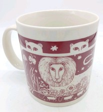 Vintage 1978 Taylor & Ng Jungle Cats Lion Leopard & Mice Maroon Cup Mug picture