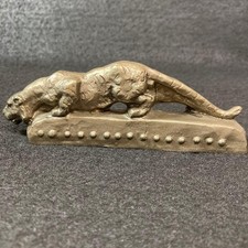 Seibo Kitamura Tiger Brass Silverplate Paperweight Art Deco Antique Vintage picture