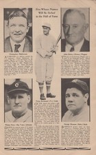 1936 Hall of Fame Babe Ruth, Ty Cobb, Walter Johnson Honus Wagner Baseball Page picture