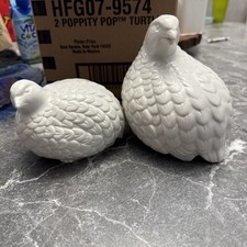 Vintage 2pcs White Quail Figurines picture