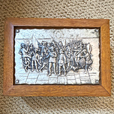 Vtg Reuge Music Box Rembrandt Night Watch Wooden Jewelry Box Swiss Movt As-Is picture