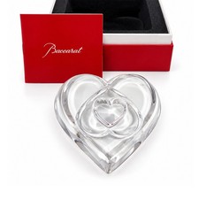Baccarat France 1998 Three Hearts Crystal Paperweight Brand New in Box picture