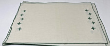 Vintage Fleur De Lis Embroidered Linen 17.5 x 11.5 Placemats 8 picture