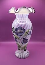 Vintage Fenton Lavender Crest Large 2003 Heirloom Optic Vase Diana Barbour 11” picture