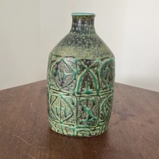 Vintage Nils Thorrson Royal Copenhagen Fajance Pottery Vase Baca Denmark MCM Grn picture