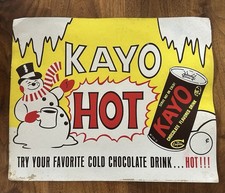 Scarce Original Kayo Chocolate Drink Advertising Cardboard Sign 12x15 picture