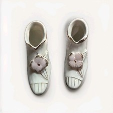 VTG Pair of Victorian Porcelain Made in Japan Gold Accented Shoes picture