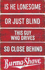 Burma-Shave 5 panel repro Roadside poetry half scale Man Cave Shop Garage decor picture