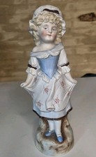 Antique German Bisque Porcelain Figurine Girl Bonnet 5005 Floral Dress picture