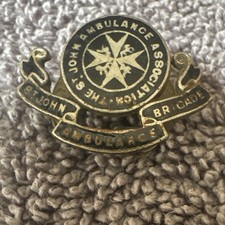 Vintage St John Ambulance Association Brigade Button Cover Badge Black Gold picture