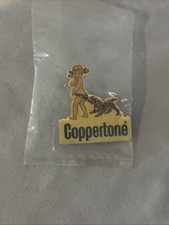 Vintage Coppertone Old Logo Little Girl and Dog Lapel Pin Advertising picture