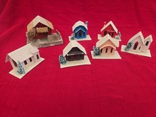 Vintage Lot Of 7 Pieces of Mica Cardboard Putz village Houses picture