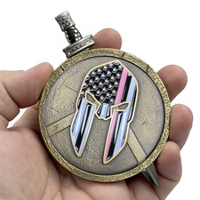 EL3-019 Breast Cancer Awareness Warrior Gladiator Survivor Thin Pink Line Shield picture