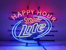 New Miller Lite Happy Hour Neon Light Sign Beer Bar Real Glass Artwork 19