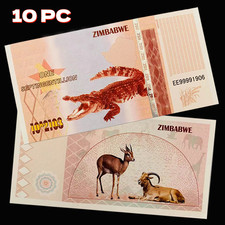 Africa, 10Pcs Zimbabwe, 10^2103 Dollars Novelty Banknotes, Crocodile, Antelope picture