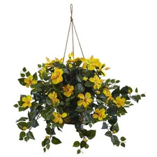 Nearly Natural 22 in Artificial Hibiscus Hanging Basket Yellow picture
