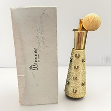 Wiesner Of Miami Gold Tone Perfume Bottle Atomizer Original Box MCM picture