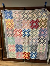 Vintage Hand Stitched Bow Tie Pattern Quilt 59 x 68 picture